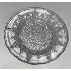 2 VINTAGE KIG INDONESIA PRESSED CLEAR GLASS 6" PLATES Saucers FLORAL